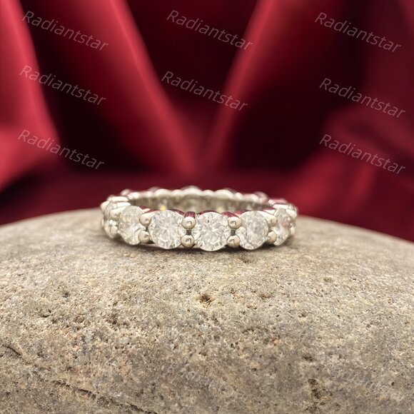 NEW Certified 4~5ct. t.w. 4mm Moissanite Full Eternity Band Ring - Picture 4 of 7